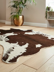 Think Rugs Brown Faux Fur Cow Animal Rug - Image 2 of 6