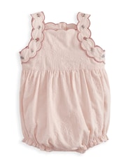 Mamas & Papas Pink Floral Embroidered Romper With Matching Sun Hat Set - Image 2 of 3