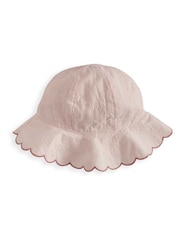 Mamas & Papas Pink Floral Embroidered Romper With Matching Sun Hat Set - Image 3 of 3