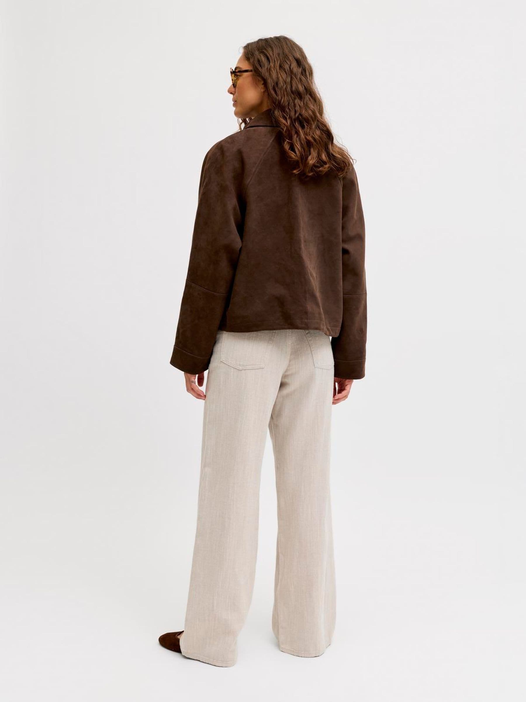 【BROWN】Padded suede swing top Quilted fake suede swing top jacket (Dark brown) - COOR