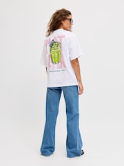 JJXX White Oversized Matcha Latte Print T-Shirt - Image 2 of 7