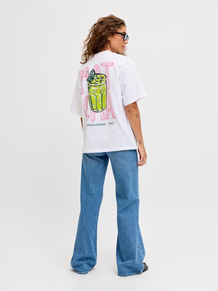 JJXX White Oversized Matcha Latte Print T-Shirt - Image 2 of 7 JJXX White Oversized Matcha Latte Print T-Shirt - Image 2 of 7