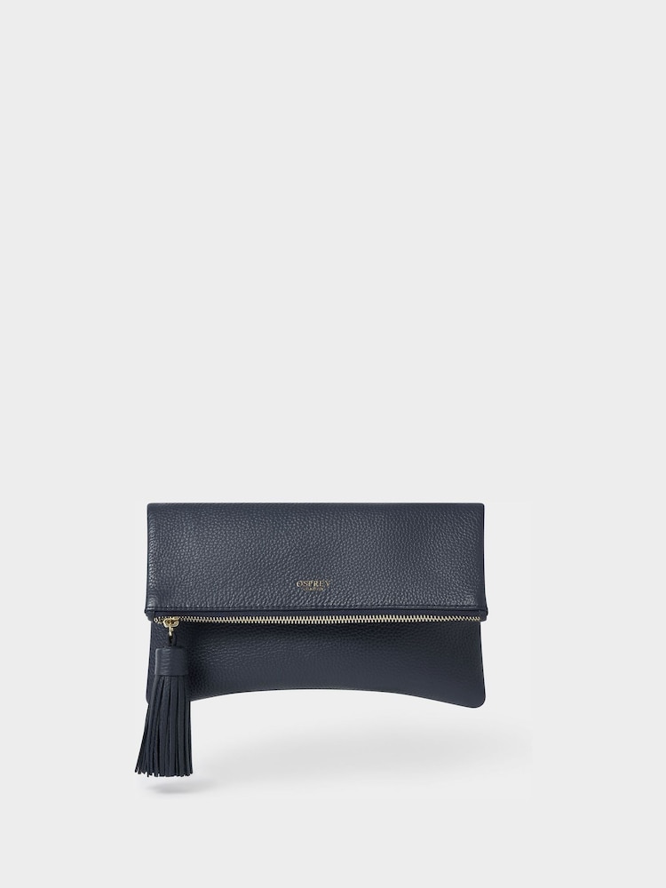 Osprey London Blue Bexley Grainy Hide Leather Clutch Bag - Image 1 of 6