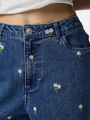 PIECES Blue High Waist Straight Jeans - Image 4 of 7