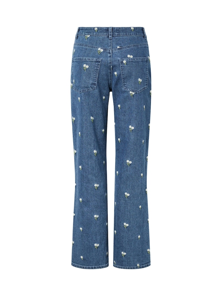 PIECES Blue High Waist Straight Jeans - Image 7 of 7