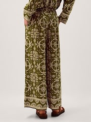 Monsoon Green Thalia Floral Print Wide Leg Trousers - Image 2 of 5