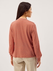 Monsoon Palmer Print Smocked Jersey Top - Imaginea 4 din 5