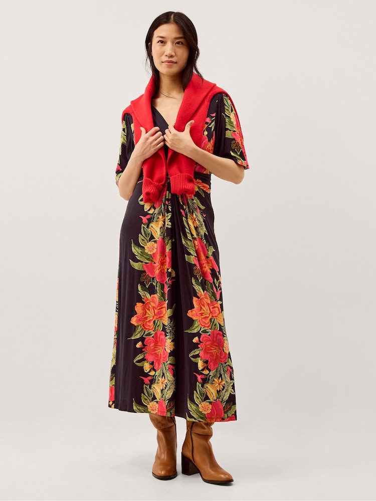 Monsoon Moana Floral Print Jersey Midi Dress - Image 1 of 6