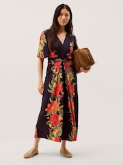 Monsoon Moana Floral Print Jersey Midi Dress - Image 3 of 6
