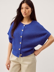 Monsoon Blue Sienna Short Sleeve Knit Cardigan - Image 1 of 5