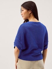 Monsoon Blue Sienna Short Sleeve Knit Cardigan - Image 4 of 5