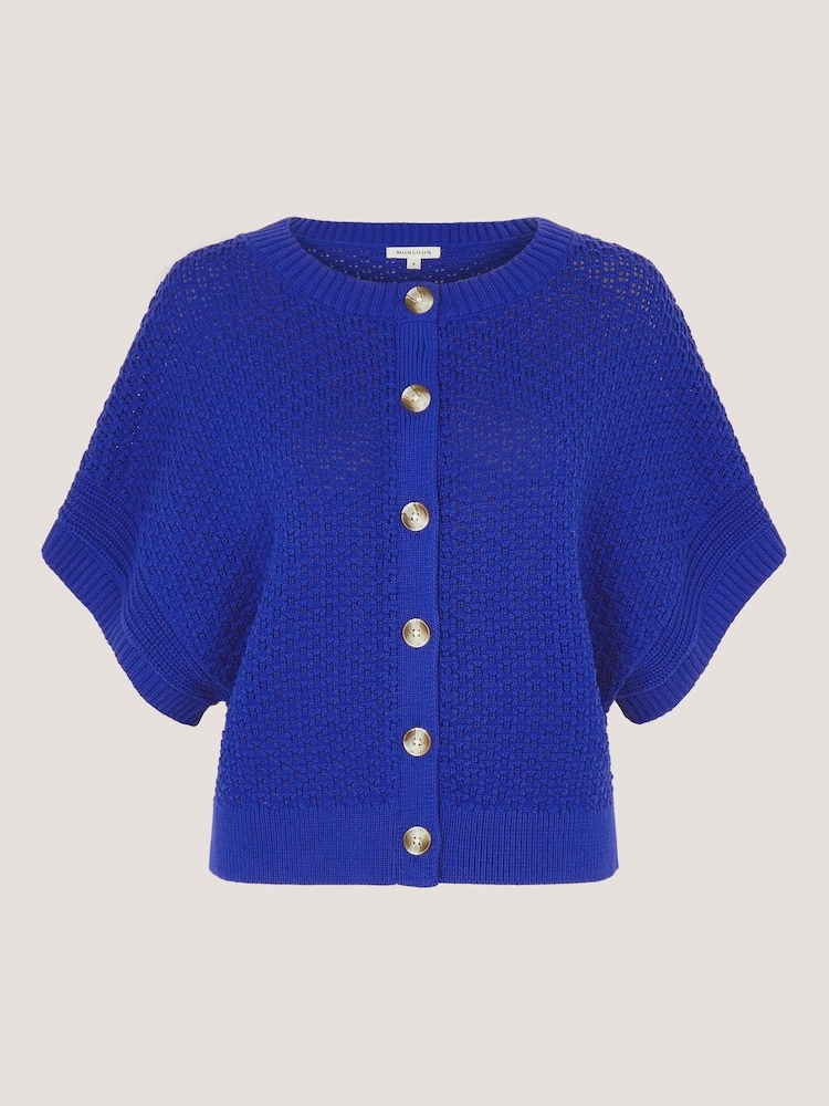 Monsoon Blue Sienna Short Sleeve Knit Cardigan - Image 5 of 5