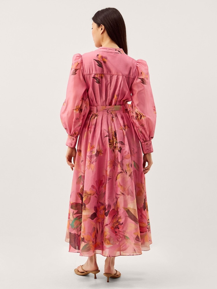 monsoon pink floral dress Buy Monsoon Pink Aimee V-Neck Floral Print Midi Shirt Dress from Next USA