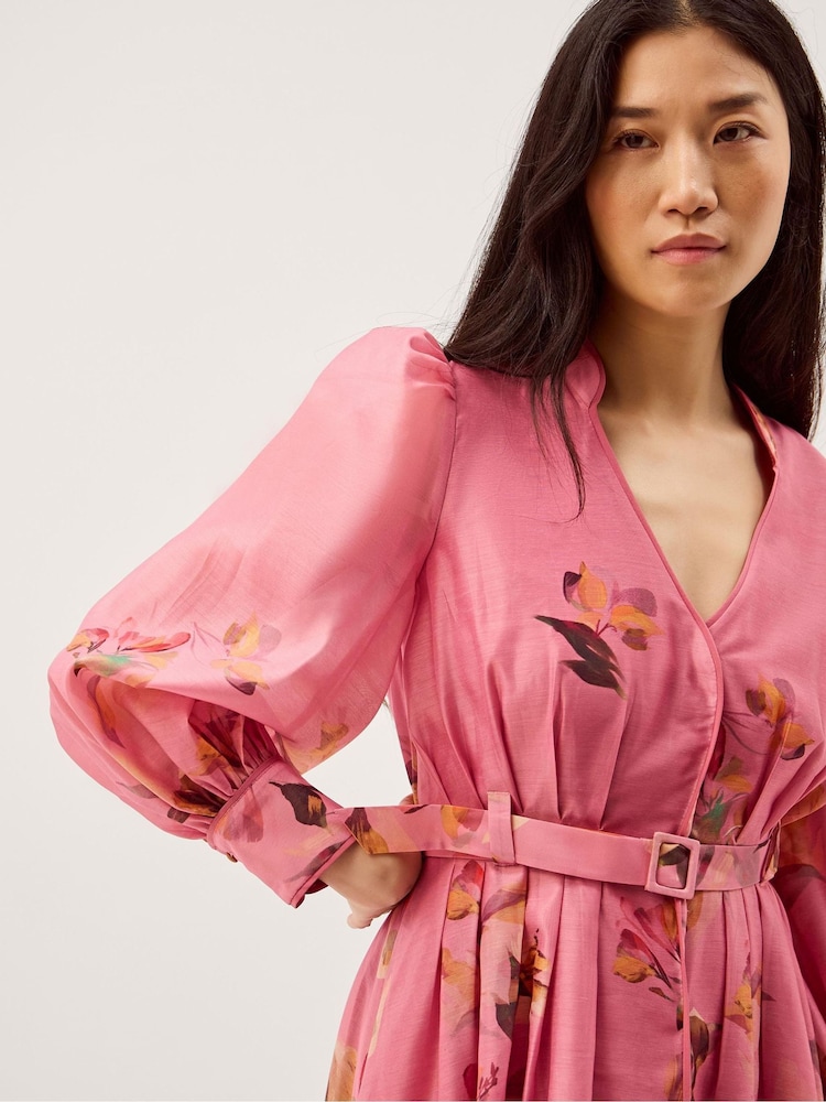 monsoon pink floral dress Buy Monsoon Pink Aimee V-Neck Floral Print Midi Shirt Dress from Next USA