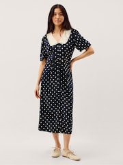 Monsoon Stella Polka Dot Jersey Midi Dress - Image 1 of 5