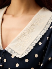 Monsoon Stella Polka Dot Jersey Midi Dress - Image 3 of 5