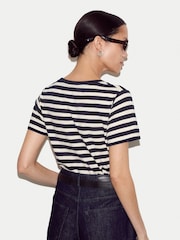 Jigsaw Blue Cotton Slub Stripe Baby T-Shirt - Image 4 of 5