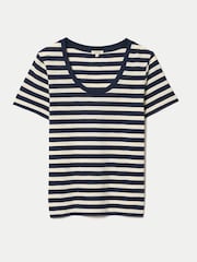 Jigsaw Blue Cotton Slub Stripe Baby T-Shirt - Image 5 of 5