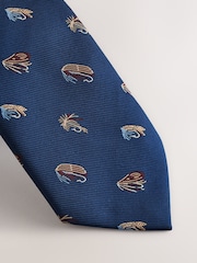 Navy Fishing Design Tie - Image 2 of 3
