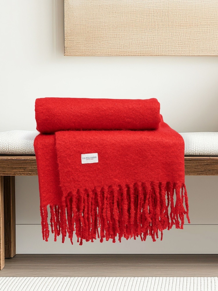 U.S. Polo Assn. Haute Red Premium Super Soft Hanging Throw - Image 1 of 5