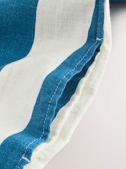 Blue/Ecru Linen Rich Square Neck Shift Mini Dress - Image 7 of 9