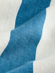 Blue/Ecru Linen Rich Square Neck Shift Mini Dress - Image 9 of 9
