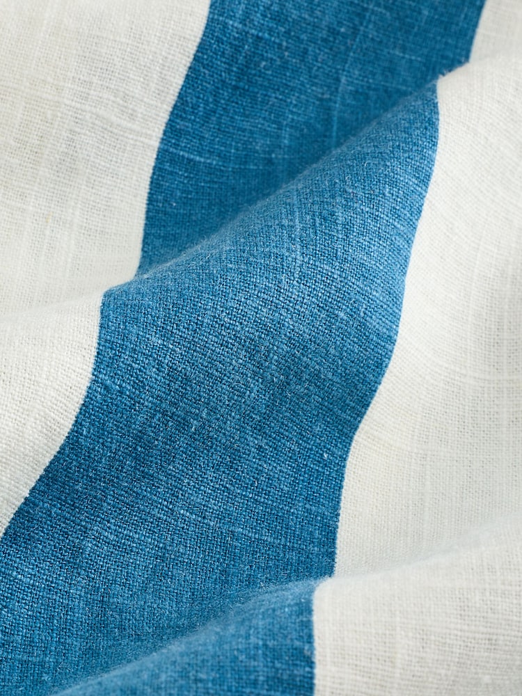 Blue/Ecru Linen Rich Square Neck Shift Mini Dress - Image 9 of 9 Blue/Ecru Linen Rich Square Neck Shift Mini Dress - Image 9 of 9