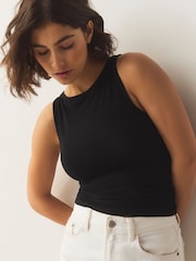 Black/Cream/Brown Modal Rich Boat Neck Vests 3 Pack - Image 3 of 10