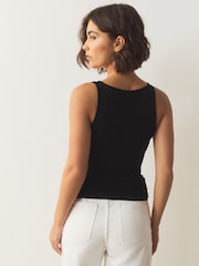 Black/Cream/Brown Modal Rich Boat Neck Vests 3 Pack - Image 4 of 10