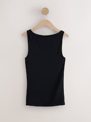 Black/Cream/Brown Modal Rich Boat Neck Vests 3 Pack - Image 6 of 10