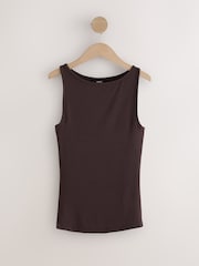 Black/Cream/Brown Modal Rich Boat Neck Vests 3 Pack - Image 8 of 10