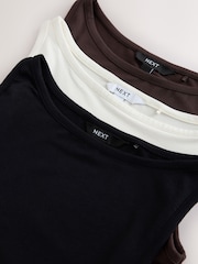Black/Cream/Brown Modal Rich Boat Neck Vests 3 Pack - Image 9 of 10