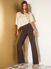 Friends Like These Chocolate Brown Mirror Embellished Everyday Wide Leg Jeans - Image 1 of 6