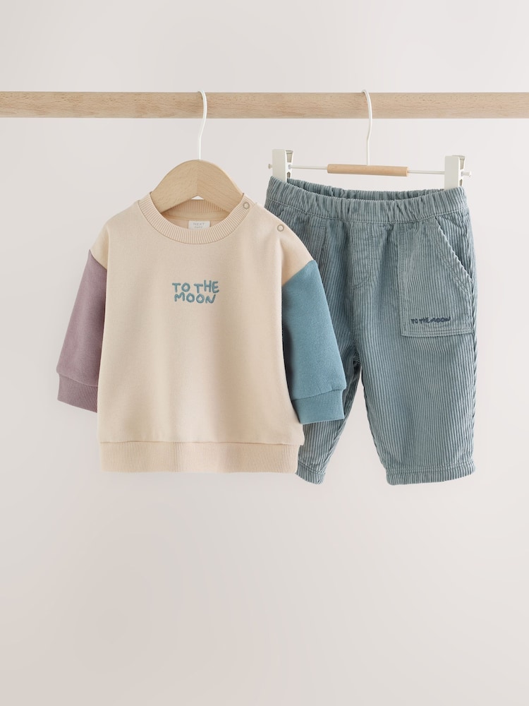 Blue/Cream Stars - Світшот і вельветові штани дитячий комплект 2 Piece (0міс. –2років) - Image 1 of 9 Blue/Cream Stars - Світшот і вельветові штани дитячий комплект 2 Piece (0міс. –2років) - Image 1 of 9