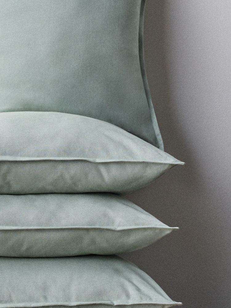 The Set 4 Pack Green/White Cotton Linen Cushion Covers - Image 1 of 2 The Set 4 Pack Green/White Cotton Linen Cushion Covers - Image 1 of 2
