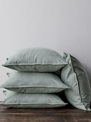 The Set 4 Pack Green/White Cotton Linen Cushion Covers - Image 2 of 2