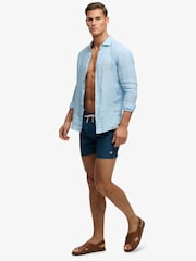 Superdry Blue Seer Sucker 15-inch Swim Shorts - Image 6 of 10