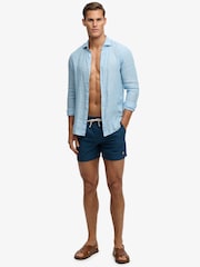 Superdry Blue Seer Sucker 15-inch Swim Shorts - Image 7 of 10