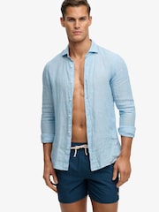 Superdry Blue Seer Sucker 15-inch Swim Shorts - Image 9 of 10