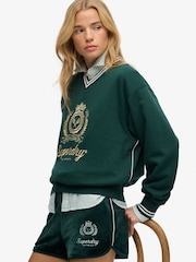 Superdry Green Country Club Loose V-Neck Sweatshirt - Image 4 of 5