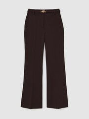 Reiss Grape Leona Petite Flared Knot-Hardware Belted Trousers - Image 2 of 7