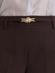 Reiss Grape Leona Petite Flared Knot-Hardware Belted Trousers - Image 4 of 7