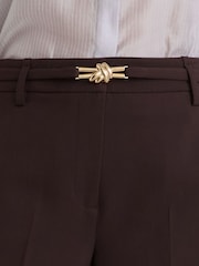 Reiss Grape Leona Flared Knot-Hardware Belted Trousers - Image 4 of 6