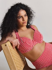 Simply Be Red Magisculpt Gingham Underwired Bikini Top - Image 1 of 4