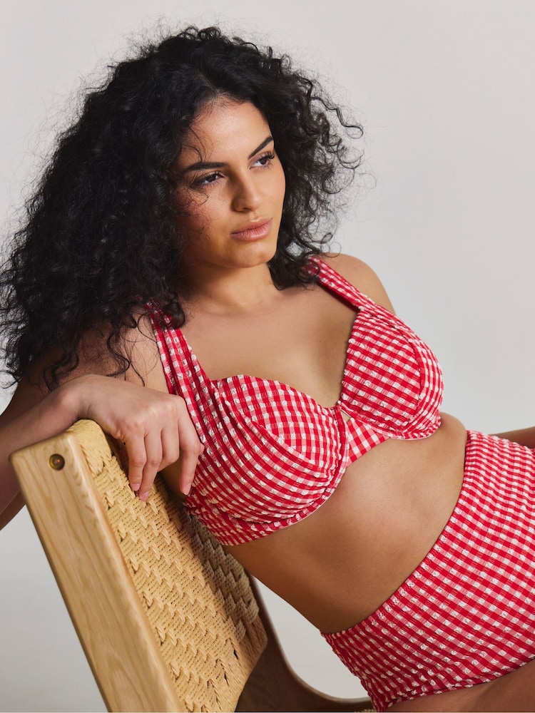 Simply Be Red Magisculpt Gingham Underwired Bikini Top - Image 1 of 4 Simply Be Red Magisculpt Gingham Underwired Bikini Top - Image 1 of 4