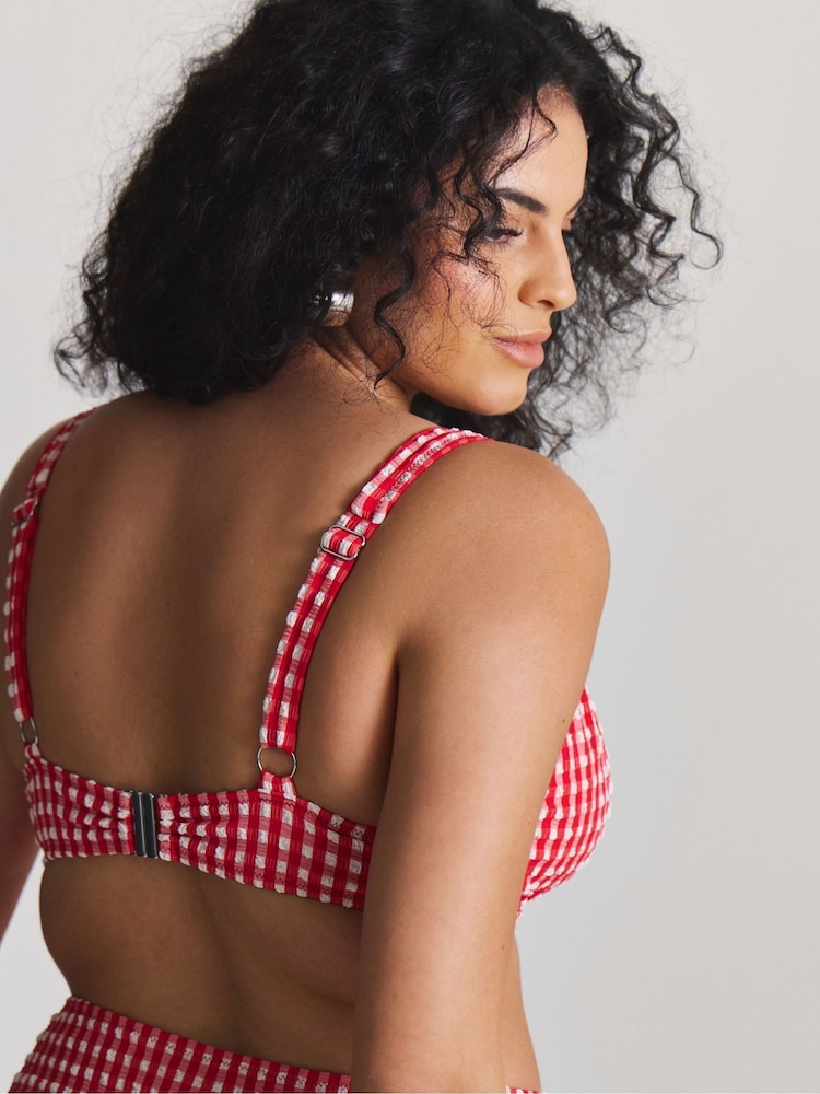 Simply Be Red Magisculpt Gingham Underwired Bikini Top - Image 2 of 4 Simply Be Red Magisculpt Gingham Underwired Bikini Top - Image 2 of 4