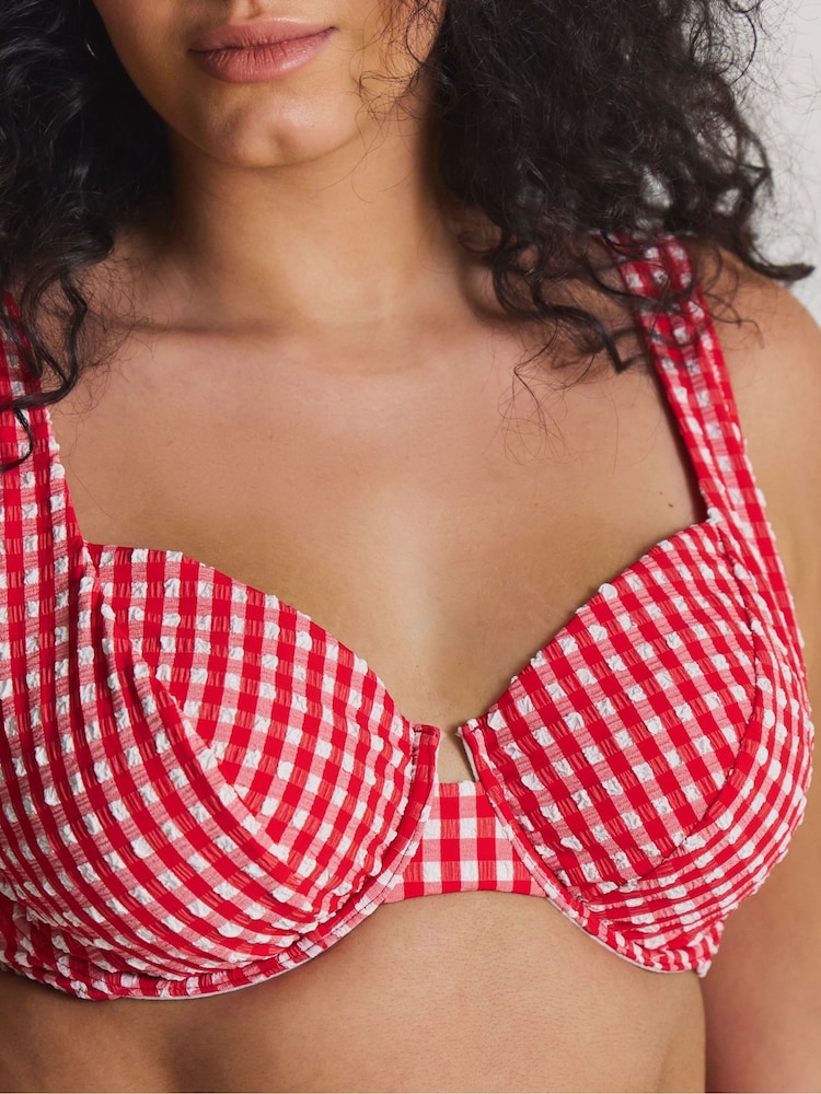 Simply Be Red Magisculpt Gingham Underwired Bikini Top - Image 4 of 4 Simply Be Red Magisculpt Gingham Underwired Bikini Top - Image 4 of 4