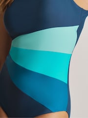 Simply Be Blue Beach to Beach Sports Colourblock Swimsuit - Image 4 of 4