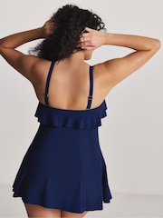 Simply Be Blue Ruffle Bandeau Swimdress - Image 2 of 4