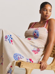 Simply Be White Dolce Vita Shirred Midi Beach Dress - Image 3 of 4